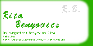 rita benyovics business card